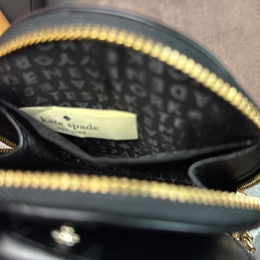♠️KATE SPADE♠️ Black Half Moon Wristlet with Keyring/EUC - Picture 8 of 9